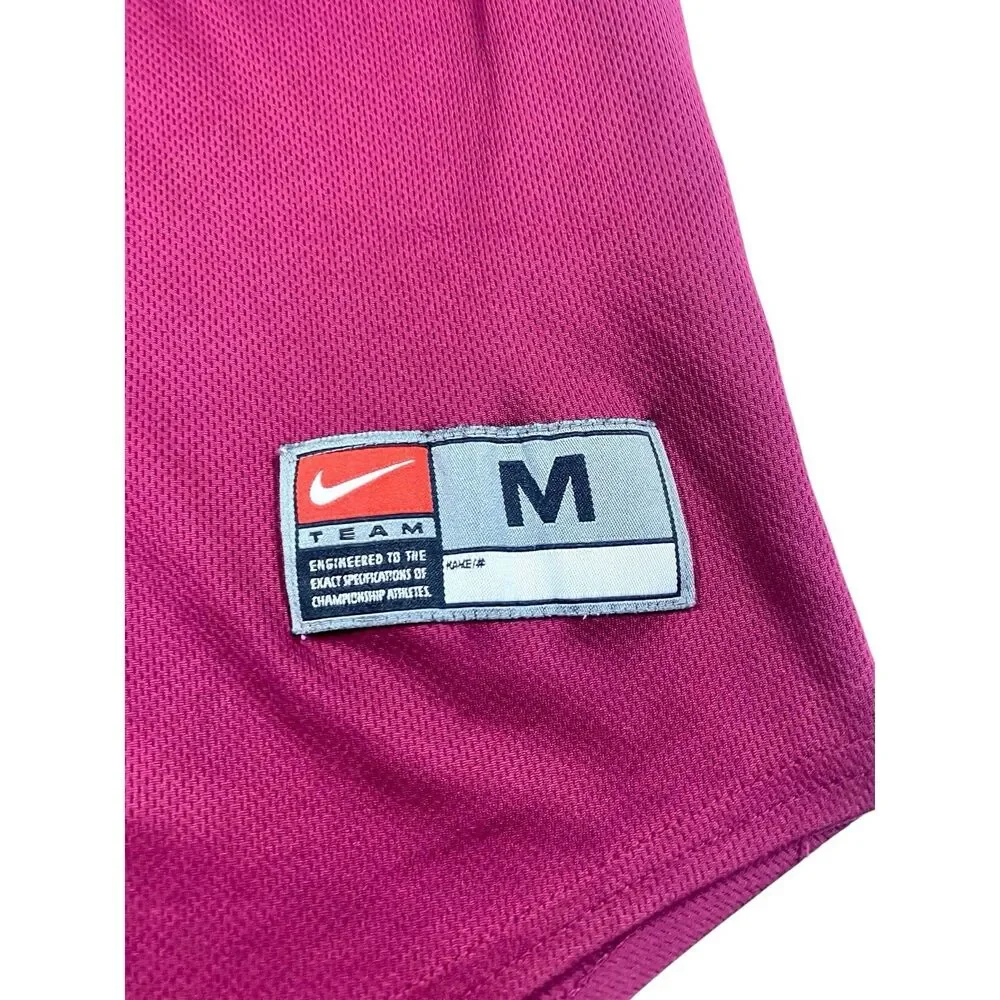 VTG Nike Team Henley Shirt Mens MED Maroon Short Sleeve Athletic Baseball Swoosh